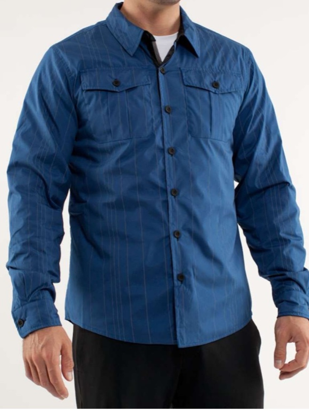 lululemon athletica blue 180 Shirt Jacket. Reflective stripes and pockets!